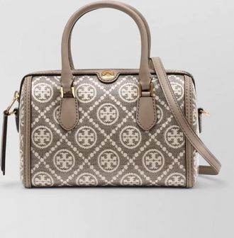 Tory Burch t monogram petite coated canvas barrel shoulder bag
