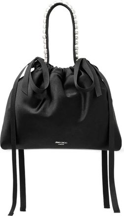Jimmy Choo London Borsa a secchiello con coulisse e cristalli - Nero