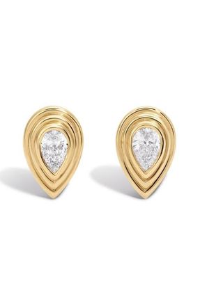 Adina Reyter Groovy Lab Grown Diamond Pear Stud Earrings in Yellow Gold at Nordstrom