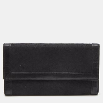 DKNY Dkny Black Signature Canvas And Leather Continental Wallet