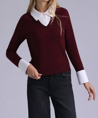 Minnie Rose Layered Polo In Bordeaux