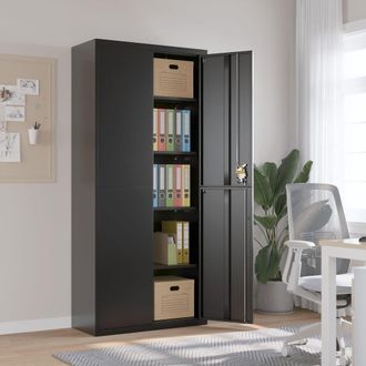 Berkfield Home File Cabinet Black 90x40x200 cm Steel | Size: 90 x 40 x 200 cm