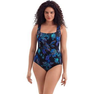 Longitude Butterfly Back Long Torso One-Piece Swimsuit in Majorelle Garden at Nordstrom, Size 14