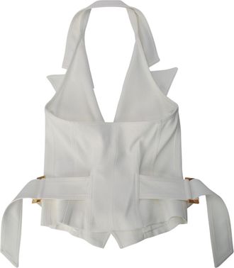 Elisabetta Franchi Womens Tailored Cotton-Viscose Vest White Vests