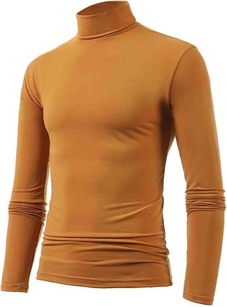 Generic Mens Polo Roll Neck Jumper Turtle Neck Tops for Men UK Ribbed Knit Slim Fit Jumpers Long Sleeve Lightweight Pulllover Shirts Autumn Winter Solid Color