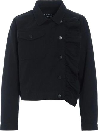 Bitte Kai Rand Jassen, Dames, Zwart, XL, Denim, Denim Jacket with Decorative Ruffle