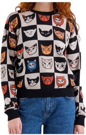 Dedicated Sweater Arendal Cat Bingo Pullover f&uuml;r Damen | grau