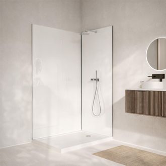 Aurlane Lote De 2 Paneles Murales Aluminio Blanco 80+120x250cm Y Perfiles Cromados