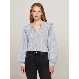 Tommy Hilfiger Blouse met lange mouwen, opstaande kraag, volant