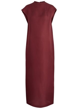 Khaite Lohan Semi-sheer Silk Maxi Dress - Dark Red - 2 (UK6 /xs)