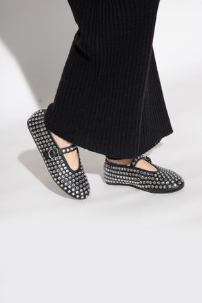 Alaia Leather Ballet Flats, Womens, Black