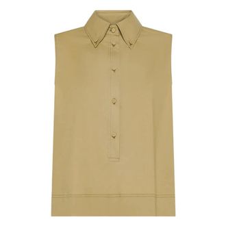 Seventy Shirts, female, Beige, Size: XS Camicia smanicata in popeline stretch