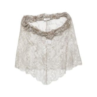 Fely Campo Blouses, female, Gray, Size: S Ruffled Lace Top