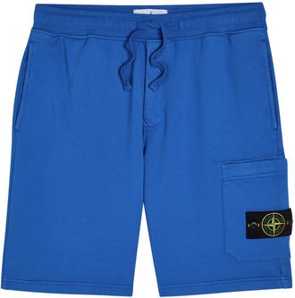 Stone Island Logo Cotton Shorts - Blue - XL