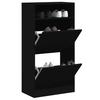 vidaXL Zapatero De Madera De Ingenier&iacute;a Negro 60x34x116 Cm Vidaxl