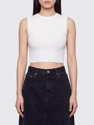 Elisabetta Franchi Top smanicato in maglia a coste con vestibilit&agrave; slim fit