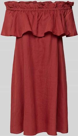 Marc O'Polo Figurumspielendes Kleid mit Carmen-Ausschnitt in Bordeaux, Gr&ouml;&szlig;e 34