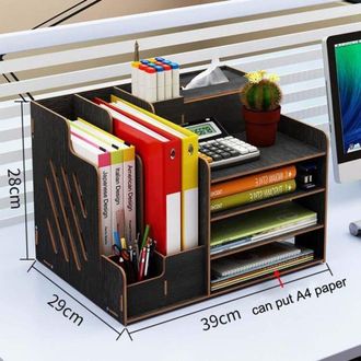 OEM Organizador De Escritorio De Madera Tuserxln Ecent - Negro - Multifuncional - Para Oficina En Casa