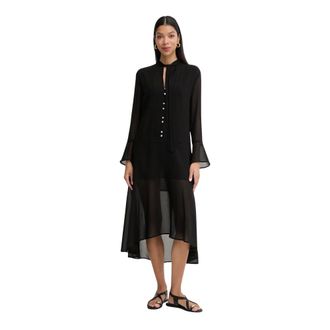 Pinko Pinko - Maxi jurk met wijde rok - Dames - Jurken - Zwart - Maat: M Poliester