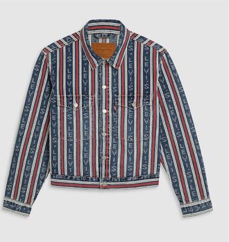 Levi's Mens Levis Vertical Stripe Patterned Denim Jacket in Vintage - Multicolour - Size X-Large