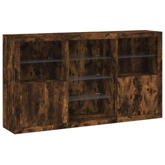 Berkfield Home Sideboard with LED Lights Smoked Oak 181.5x37x100 cm in Brown