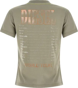 Diesel Crystal-Embellished Graphic T-Shirt - Olive