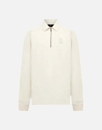 Belstaff Mens Belstaff Curator Collared Sweatshirt Silver Birch - White - Size: 42