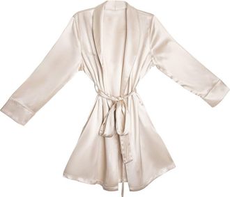 Blissy Mulberry Silk Robe in Champagne at Nordstrom