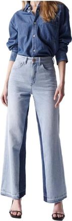Salsa Push in Wide Leg Jeans met geheime glamour - Dames - Loose Fit Jeans - Blauw - W28 L32 - Denim - Jeans