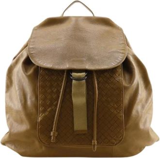 Bottega Veneta Pre-owned Zaino Intrecciato in Pelle di Vitello - - Pre-owned - Uomo - Beige - ONE SIZE