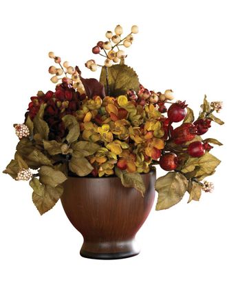 Nearly Natural Autumn Hydrangea With Vase