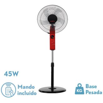 Fabrilamp Ventilador De Pie Circus Rojo/negro 3vel 45w Regx43x40cm Oscilante 5asp.c/ Remoto,temporizador