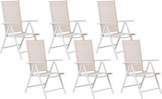 Beliani Beliani - Conjunto De 6 Sillas De Jard&iacute;n Plegables Beige De Estilo Moderno Catania