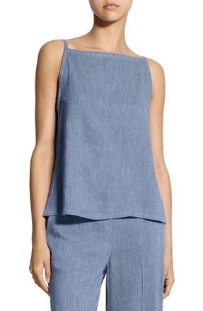 Theory Apron Front Linen Blend Twill Camisole in Light Denim at Nordstrom, Size X-Large