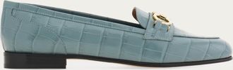 Ferragamo Women Gancini ornament moccasin Green Size 6.5