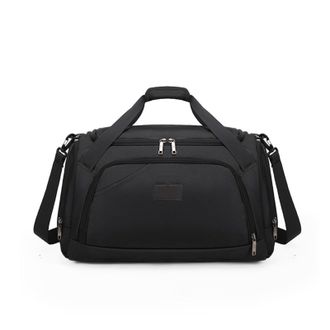 Generic Compatible For Travel Bag Spinning Zipper Large Capacity Casual Soft Solid Color Popular Duffels(Black)