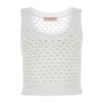 Valentino Garavani Sleeveless Tops, female, White, Size: XS Escape Crop-top