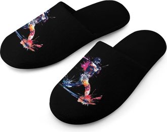 Generic Baseball Player Warm Mens Slippers Slip On Soft Fleece House Shoes Winter Indoor Outdoor
