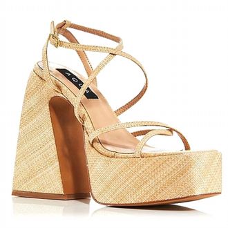 Aqua Womens Chanc Strappy Platform High Heel Sandals In Tan