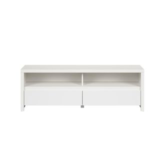Petits Meubles Mueble TV 2 cajones 2 compartimientos 143 cm estratificado Blanco mate