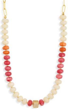 Eye Candy Los Angeles Calla Beaded Frontal Necklace in Gold at Nordstrom Rack