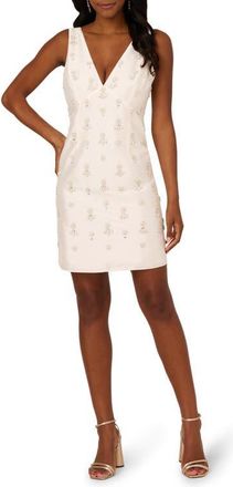 Adrianna Papell Beaded Sleeveless Cocktail Dress in Ivory at Nordstrom, Size 6