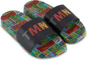 Teenage Mutant Ninja Turtles Mens Slide Sandals - TMNT Shoes - Michaelangelo, Raphael, Donatello, and Leonardo Slides, Black, 10-11