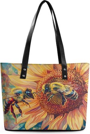 Generic Bees Sunflowers Tote Bags for Women Cute Shoulder Purses Handbags