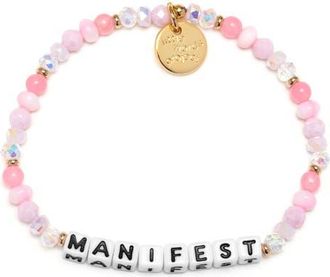 Little Words Project Manifest Beaded Stretch Bracelet in Pink at Nordstrom, Size Small