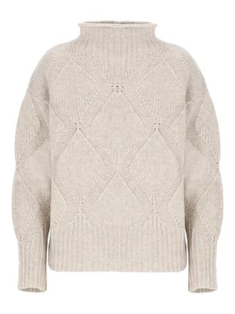 KANGRA diamond-pattern roll-neck sweater - Neutrals