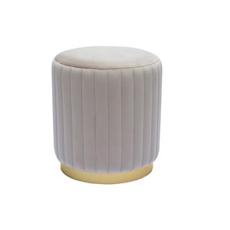 Miliboo Miliboo - Puf Redondo De Terciopelo Topo Y Metal Dorado D40 Cm Dona