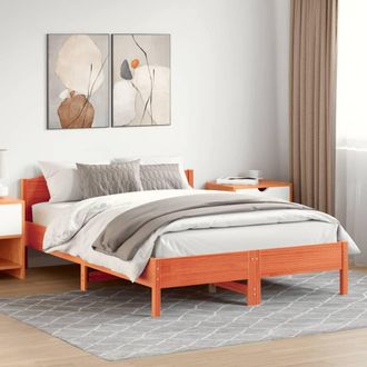 Berkfield Home Beautiful Bed Frame without Mattress Wax Brown 120x200 cm Solid W | Size: Small Double
