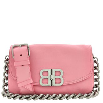 Balenciaga Sweet Pink Calfskin Small BB Soft Flap Shoulder Bag