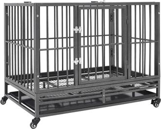 vidaXL Jaula De Perro Resistente Con Ruedas Acero 102x72x85 Cm Vidaxl